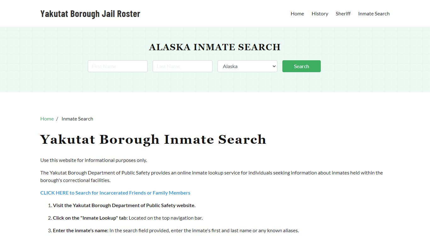 Yakutat Borough, AK Detainee Lookup